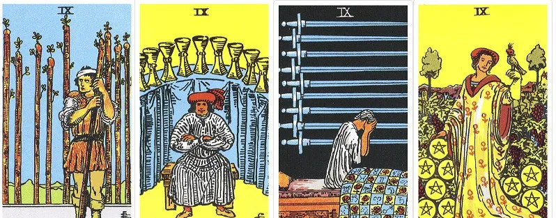 ▲ 9 of Scepters, 9 of Cups, 9 of Swords, 9 of Star Coins