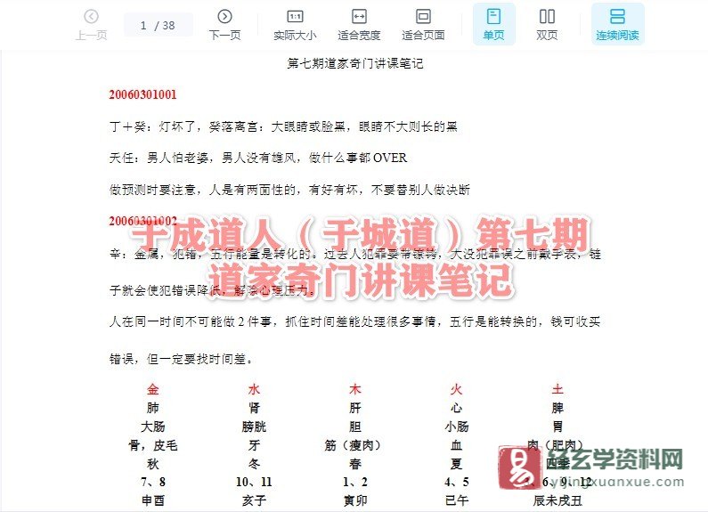 图片[1]_于成道人（于城道）-第七期道家奇门讲课笔记.doc（38页）_易经玄学资料网